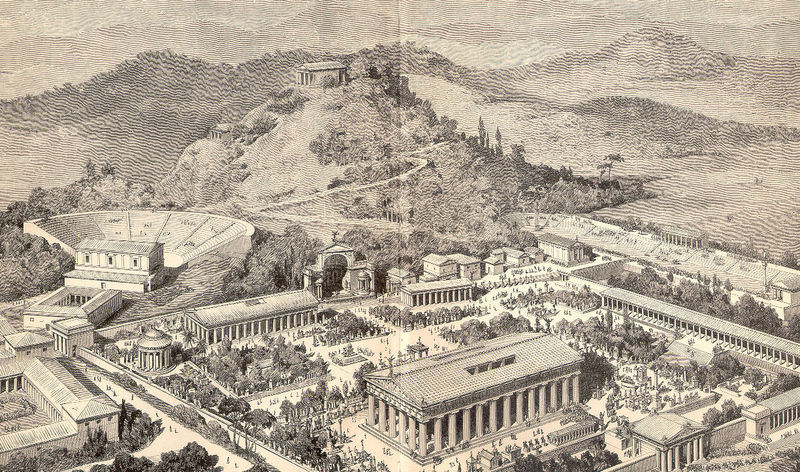 Cidade de Olímpia, na Grécia, onde eram disputados os Jogos Olímpicos 
